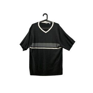 NWT Rue 21 Mens Knit Colorblock Black Sweater Tee Short‎ Sleeve V-neck XL